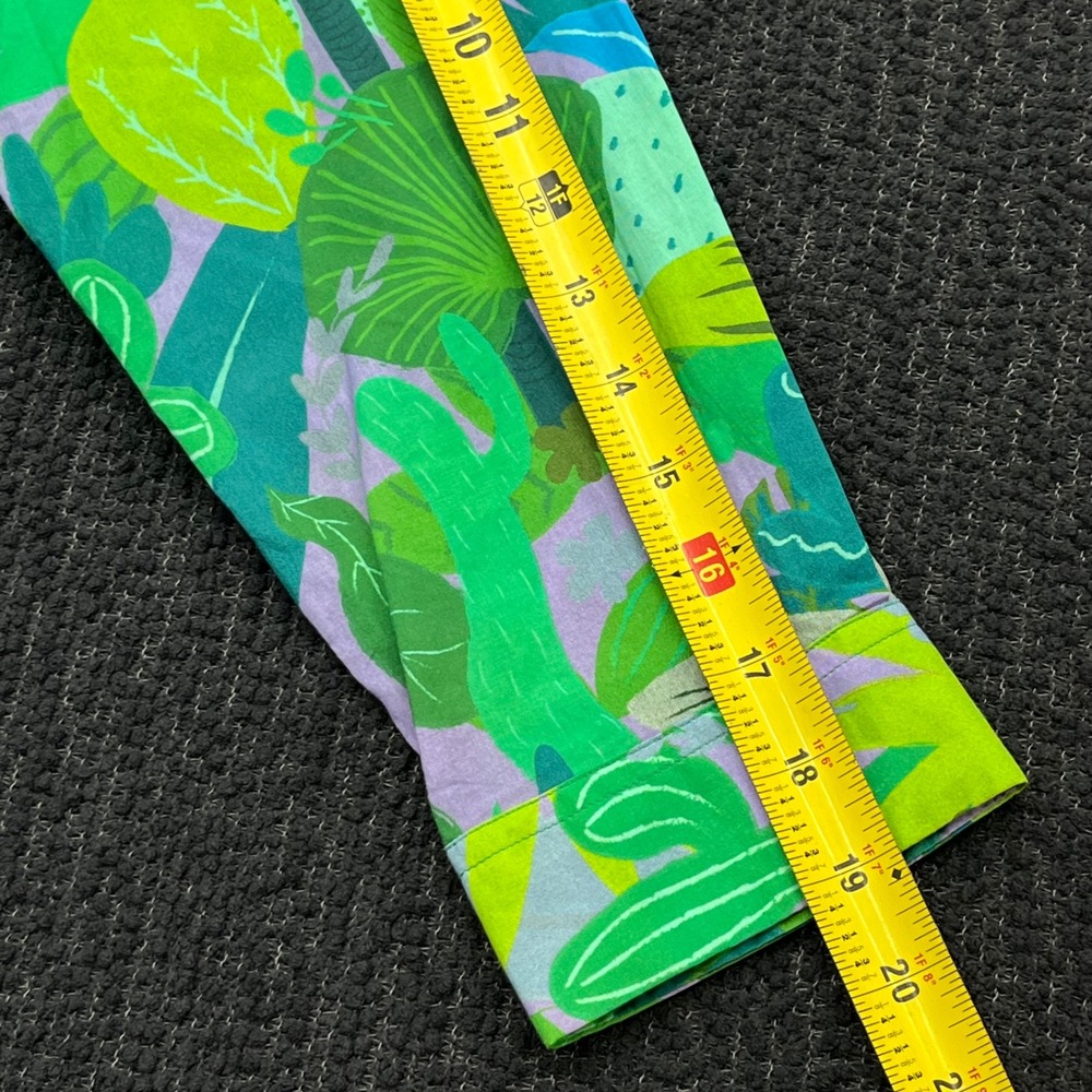Vilagallo Tropical Jungle Print Cotton Button Up Shirt Green Purple Size 42 - Picture 7 of 8